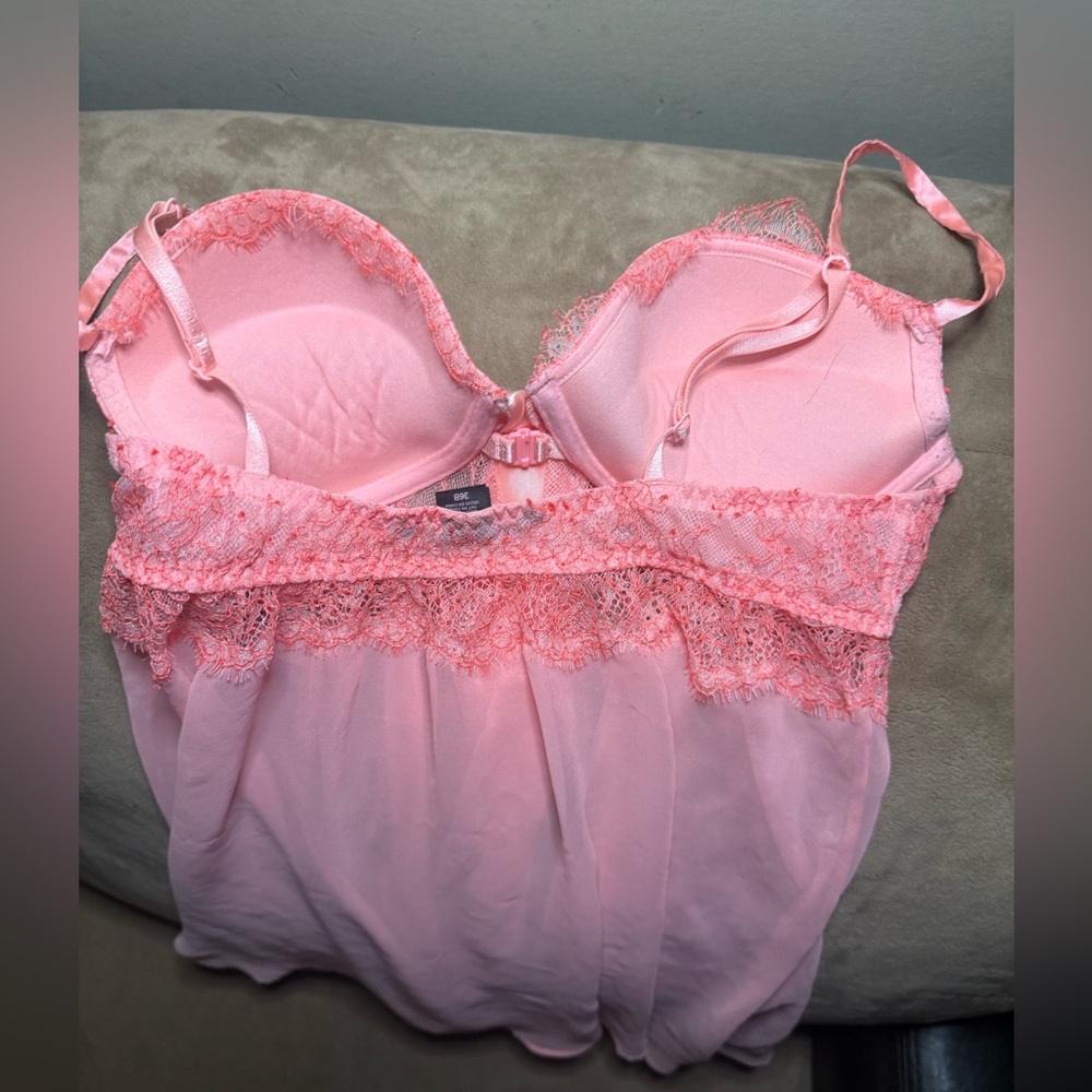 Elegant BubbleGum Pink Women’s Size 36B Victoria’s Secret Lace Babydoll Lingerie - Picture 11 of 11